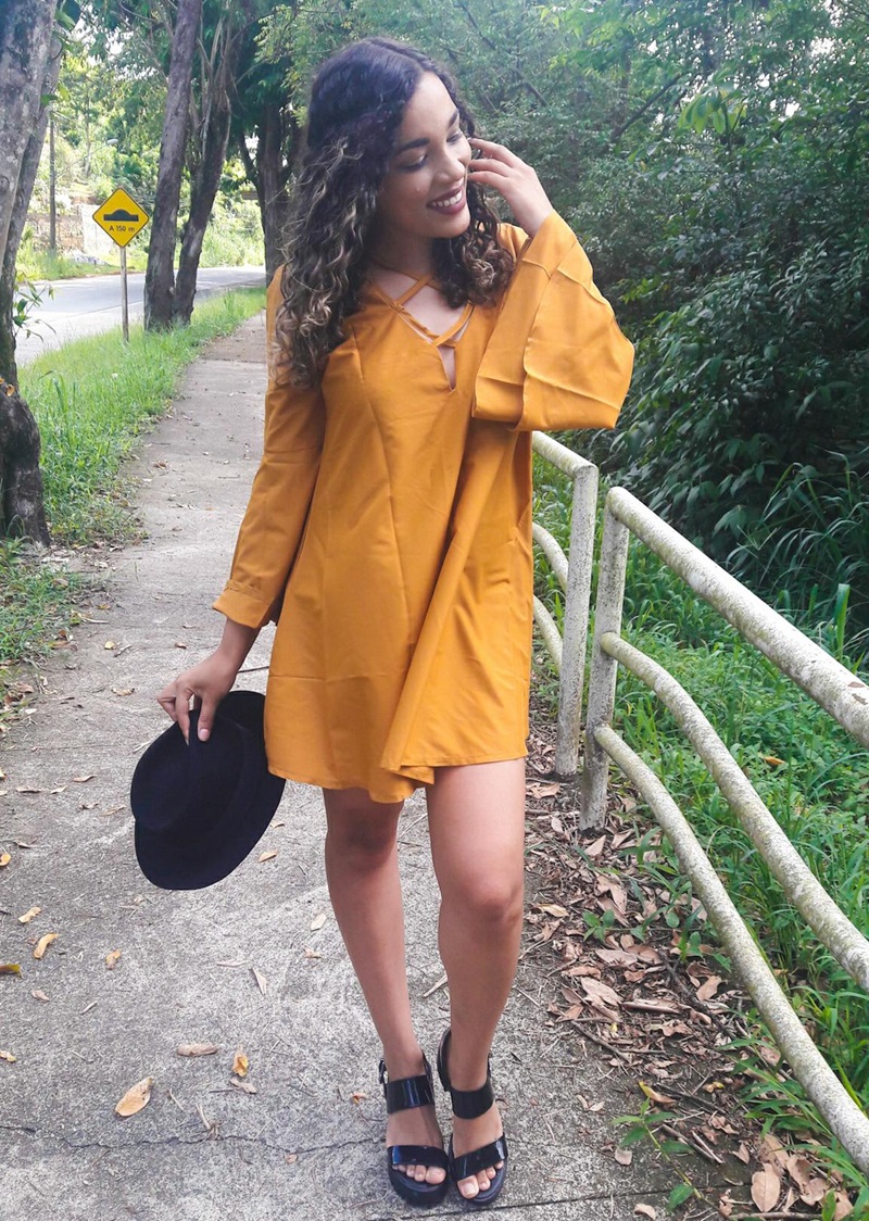 VESTIDO BOHO COM MANGA FLARE