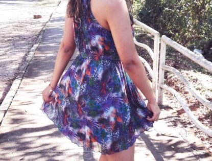 VESTIDO PLISSADO E ESTAMPADO MEU LOOK DO DIA