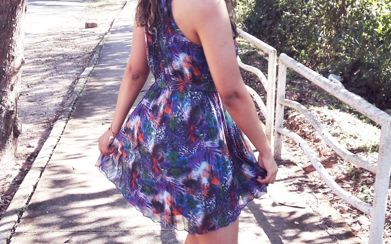 VESTIDO PLISSADO E ESTAMPADO MEU LOOK DO DIA