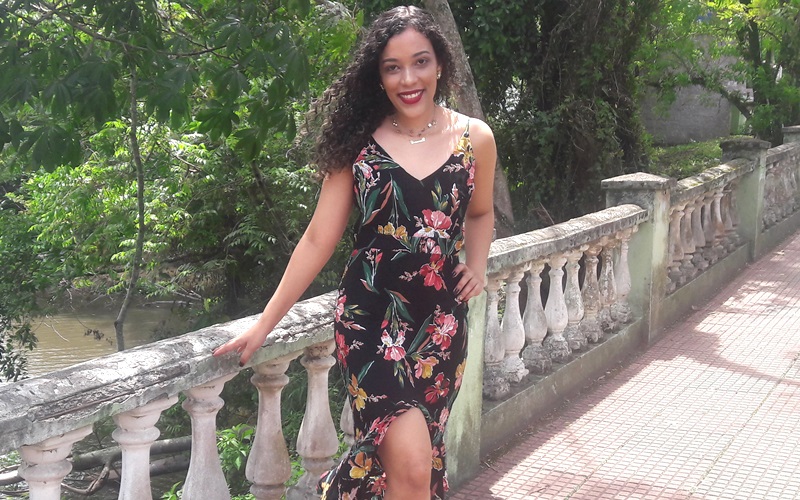 Vestido floral com estampa