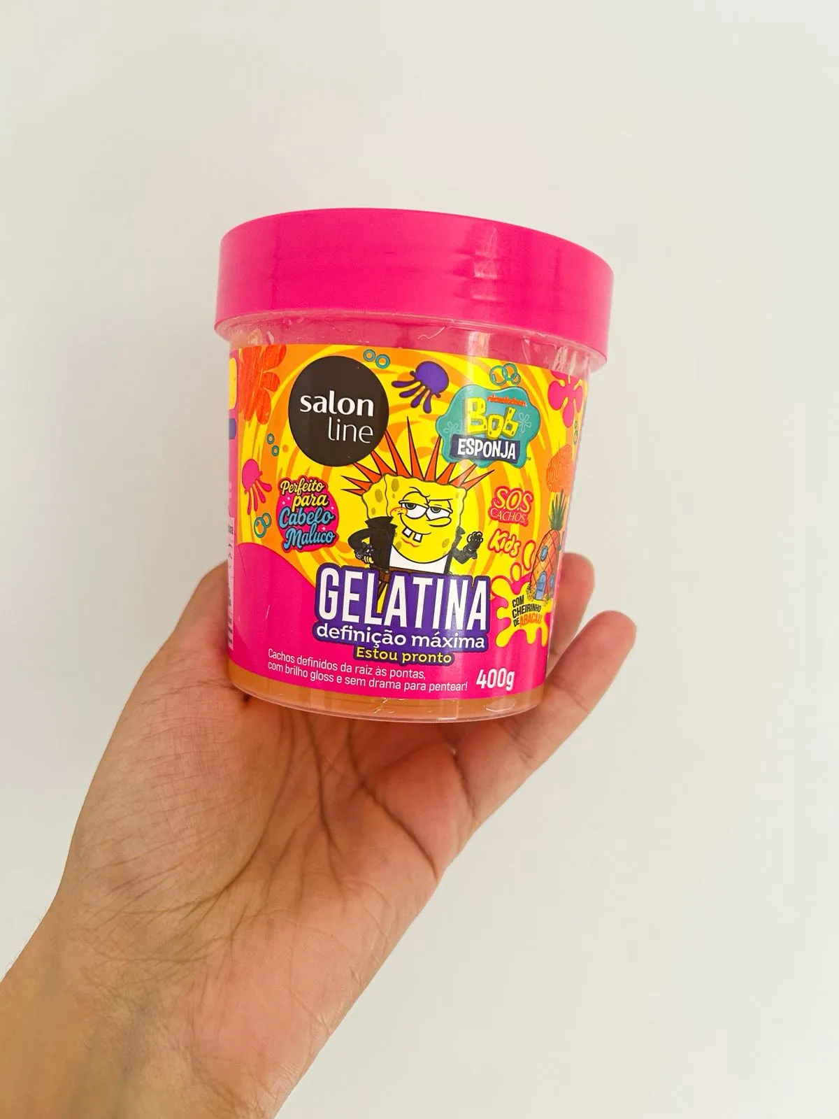 Gelatina Bob Esponja SOS Cachos Kids cachos definidos com cheirinho de abacaxi
