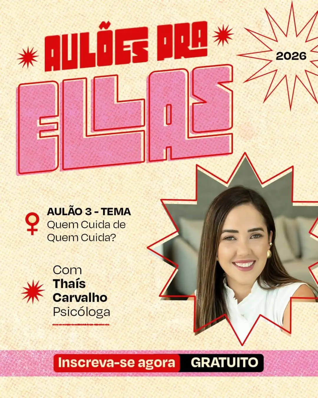 Aulão pra ELLAs abre inscrição gratuita e debate exaustão feminina